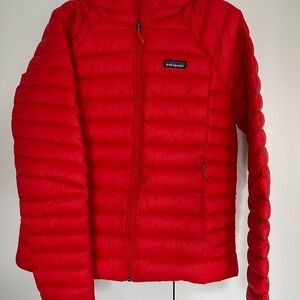 Patagonia Red Quilted Down Jacket with Hood